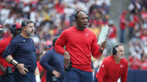 Texans head coach DeMeco Ryans against the Pittsburgh Steelers at NRG Stadium.